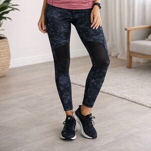 Jockey XL High Rise Performance Leggings Black Mesh Panel Athletic